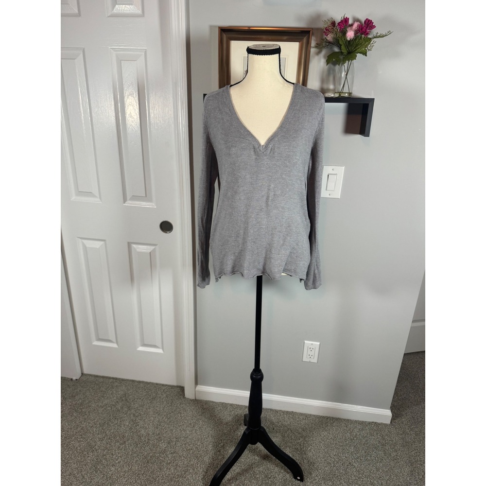 VICI Gray V-Neck Side Zip Cashmere Blend Sweater XS